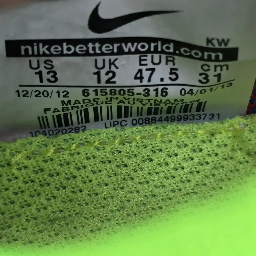 Nike Free Flyknit 5.0 Shoes Mens 13 Electric Rainbow Running Sneakers ONE INSOLE